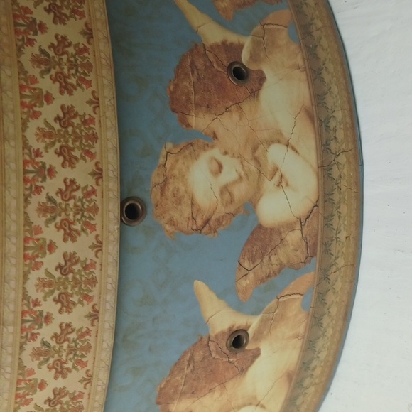 Raphael Embracing Cherubs Hat Box Decorative Storage Box 14" Diameter EUC - Picture 12 of 13